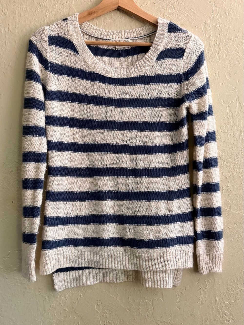 Pink Rose Navy and Cream Striped Crewneck Sweater